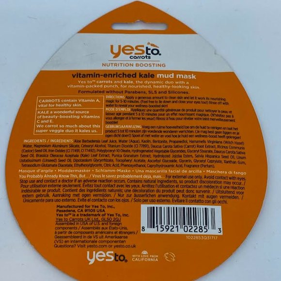 Yes To Carrots Nutrition Boosting Vitamin-Enriched Kale Mud Mask *NEW* - Picture 2 of 2